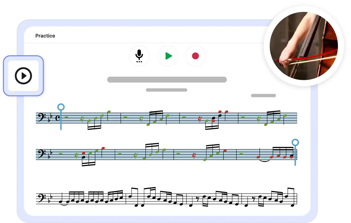 Compose feature interface showing music notation being drafted with in-app guidance.